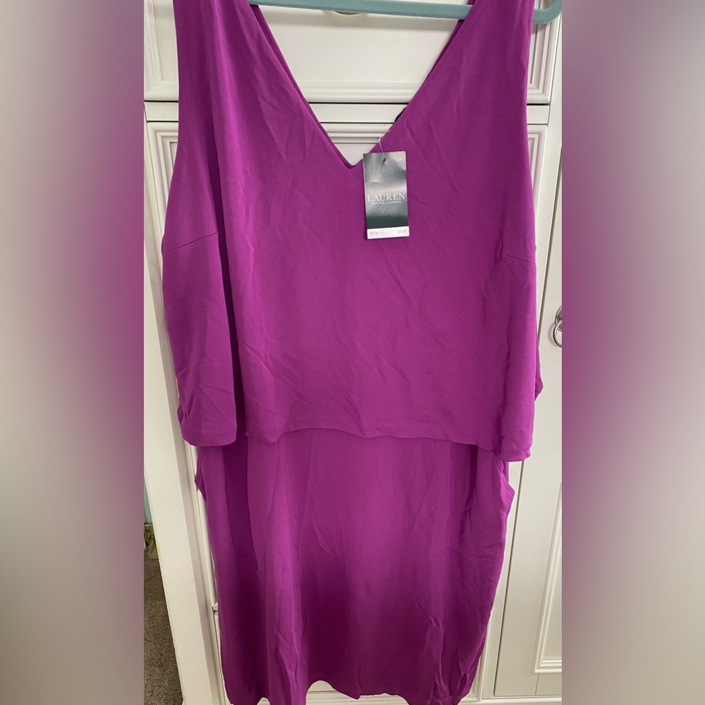 LAUREN RALPH LAUREN Dress NWT Purple Sleeveless Layered w/ Pockets Plus Size 3X - Picture 6 of 16